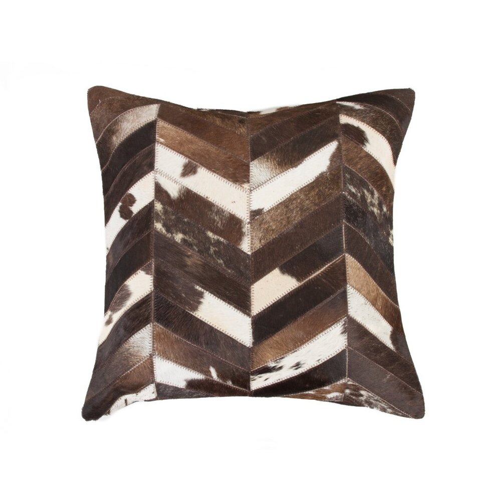 Natural Home Decor Torino Chevron Cowhide Pillow | 1-Piece | Chocolate & natural